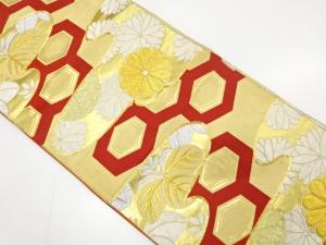 アンティーク　ヱ霞に桐・菊模様刺繍袋帯（着用可）